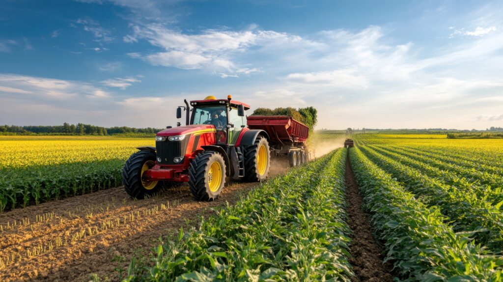 Modern Agriculture with Biofuel Tractor at Work